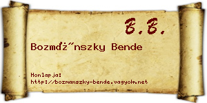 Bozmánszky Bende névjegykártya